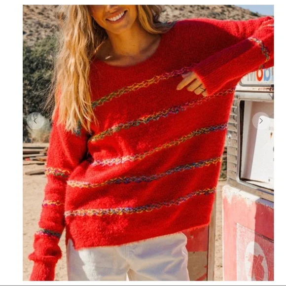 Boho chic Strip Knit Sweater Top - Picture 7 of 8